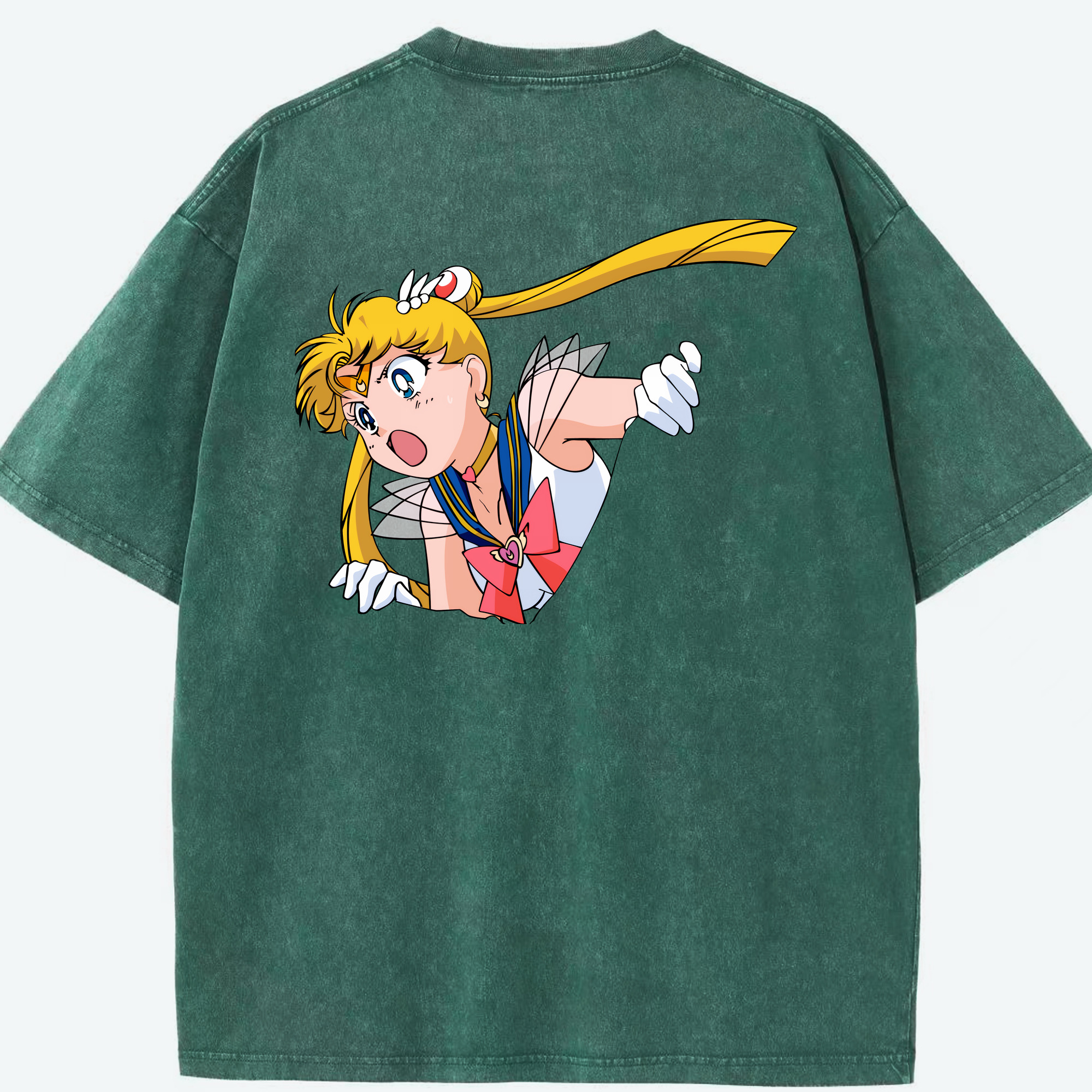 （画像用） 美少女戦士セーラームーン 月野 うさぎ つきの うさぎ Sailor Moon Tsukino Usagi 綿100% ヴィンテージ風 半袖Tシャツ（背面プリント）
